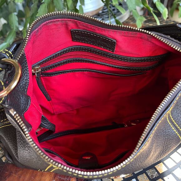 Dooney & Bourke East West Brown Pebbled Leather Shoulder Bag & Charm - Picture 5 of 12